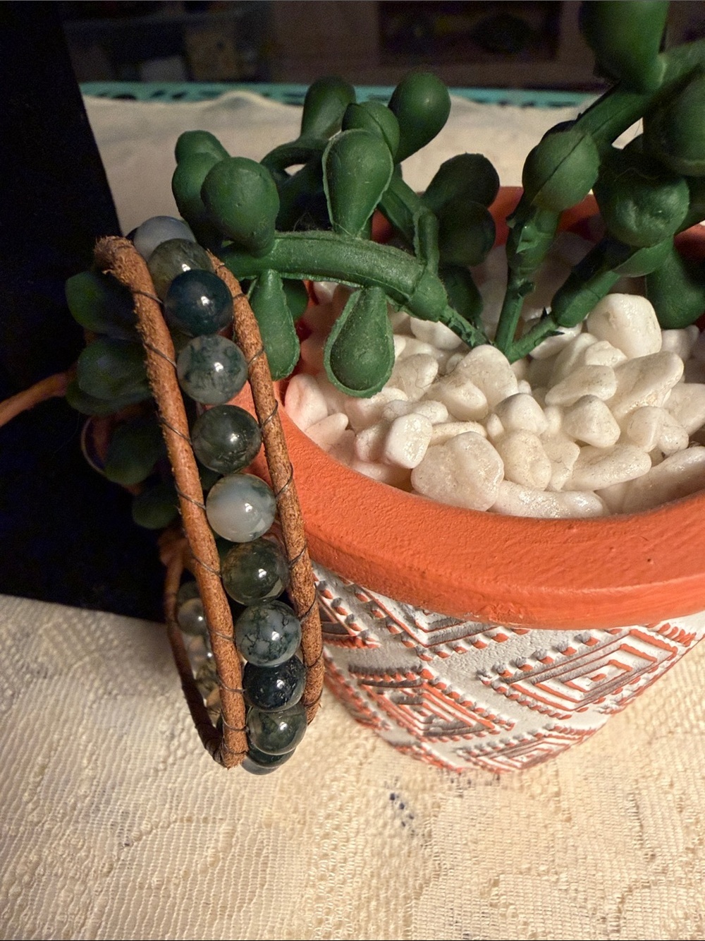 🍀🍀🍀3 for 12$🍀🍀🍀Beaded Leather Wrap Bracelet in Green and Brown